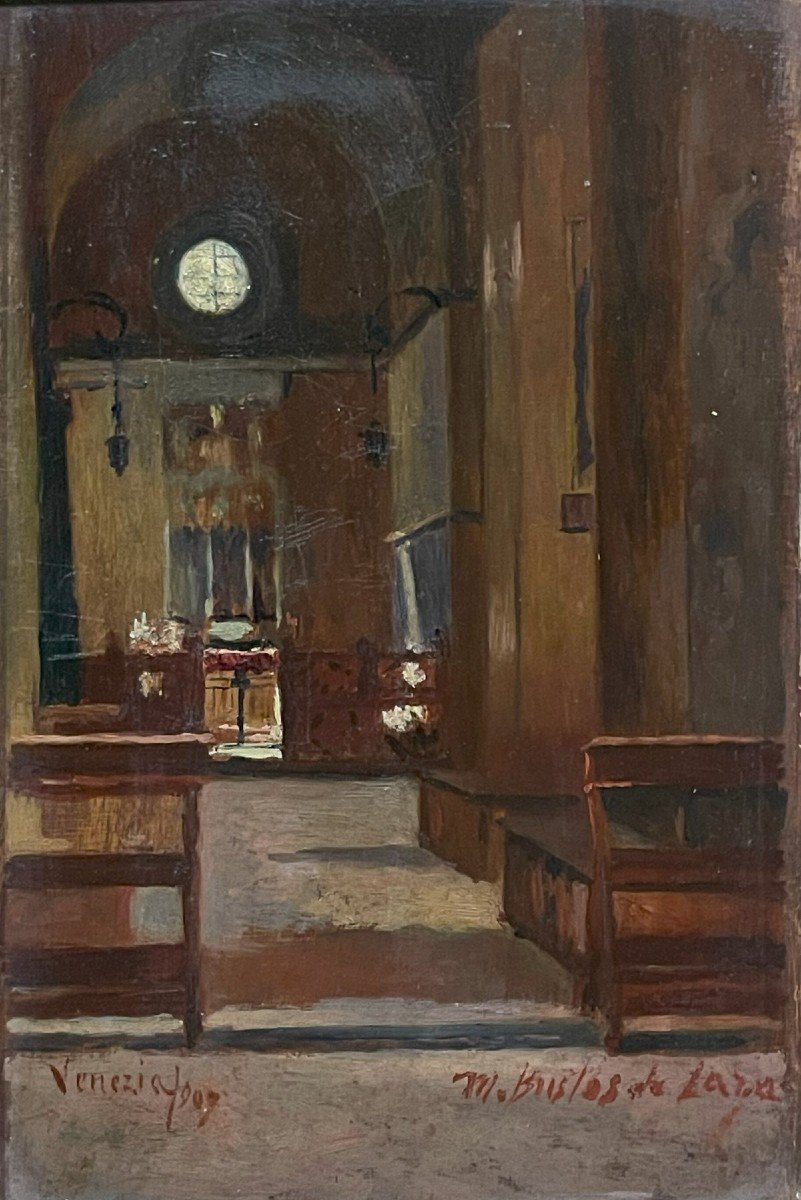 Martín Bustos De Lara (1874-1956) - Schizzi Di Venezia: Santa Maria Dei Frari I-photo-3