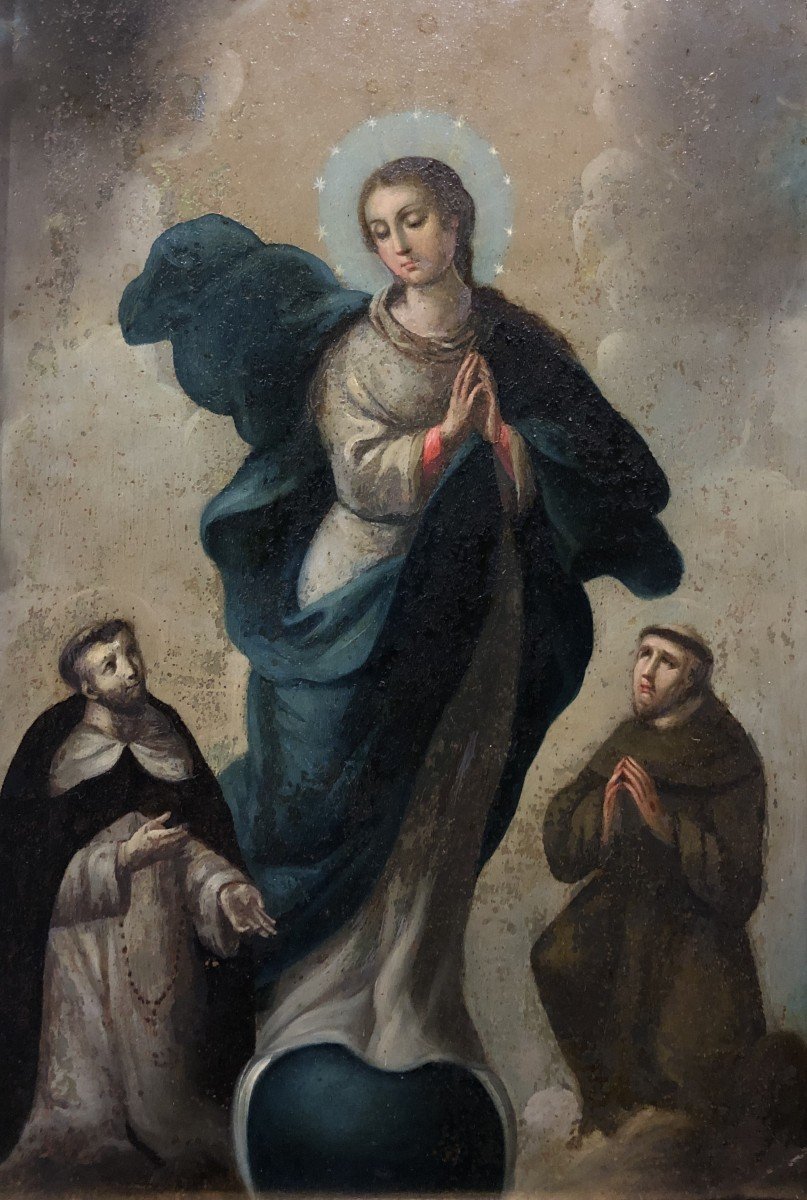 Sevillana School (c. 1600) - The Immaculate Conception Between San Francisco De Asís And Santo Domingo-photo-2