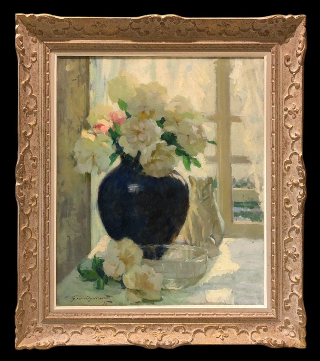 Lucien Henri Grandgerard (1880-1970) - Vase à Pivoines Blanches