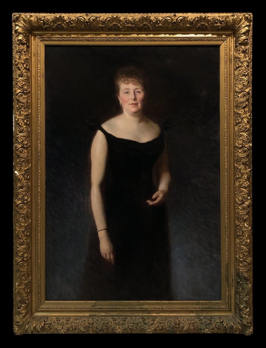 French School (c. 1880) - Portrait In Black Dress