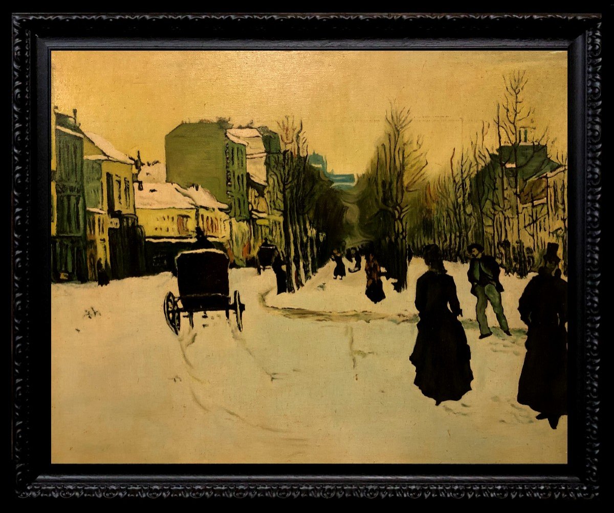 école Française (xx) - La Neige Au Boulevard De Clichy, 1876 (d'après Norbert Goeneutte)