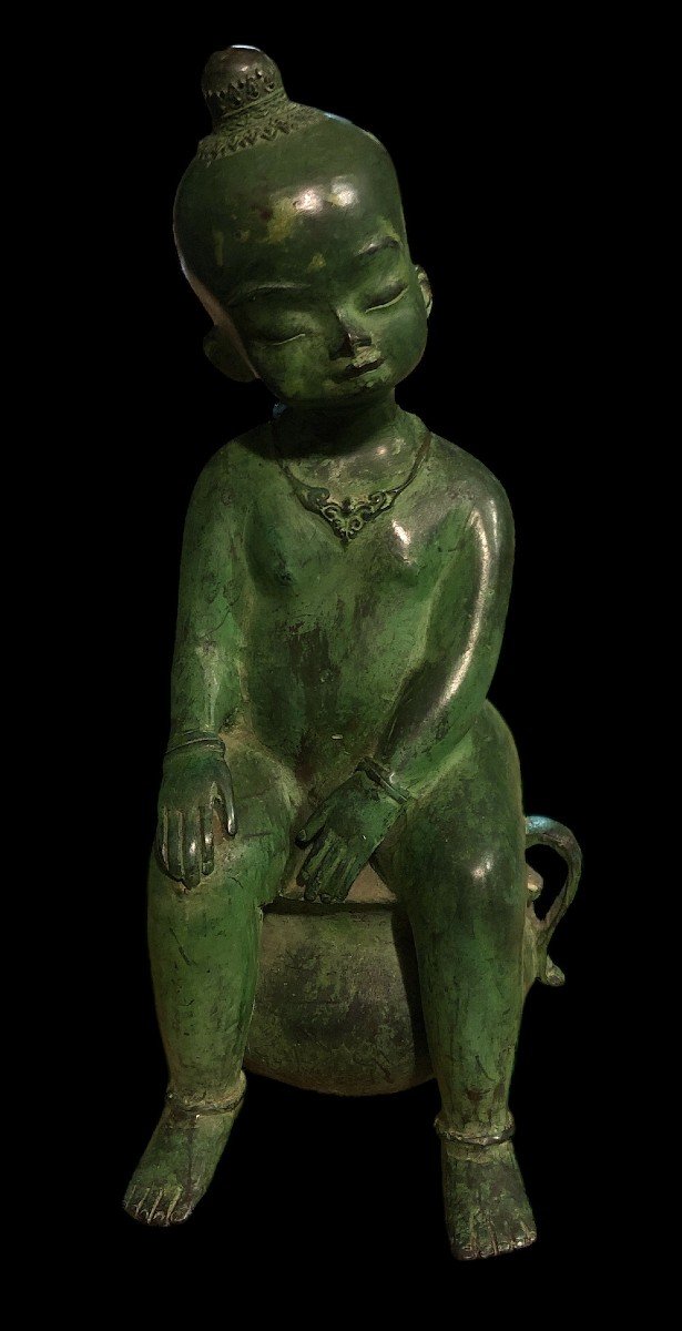 Petit Japonais En Bronze Vert - C. 1930