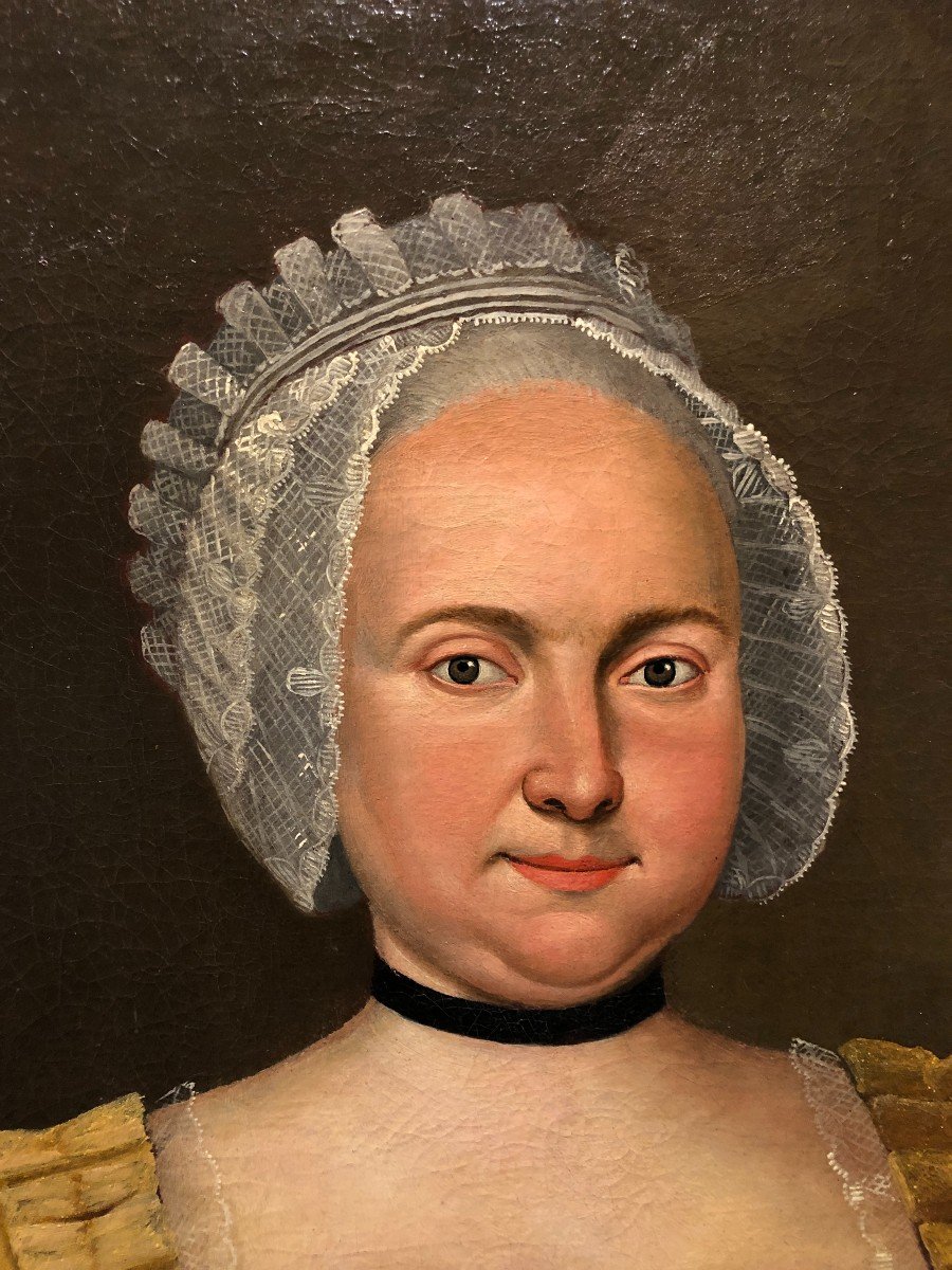 	 école Française (c. 1760) - Portrait De Dame En Robe Safran-photo-2