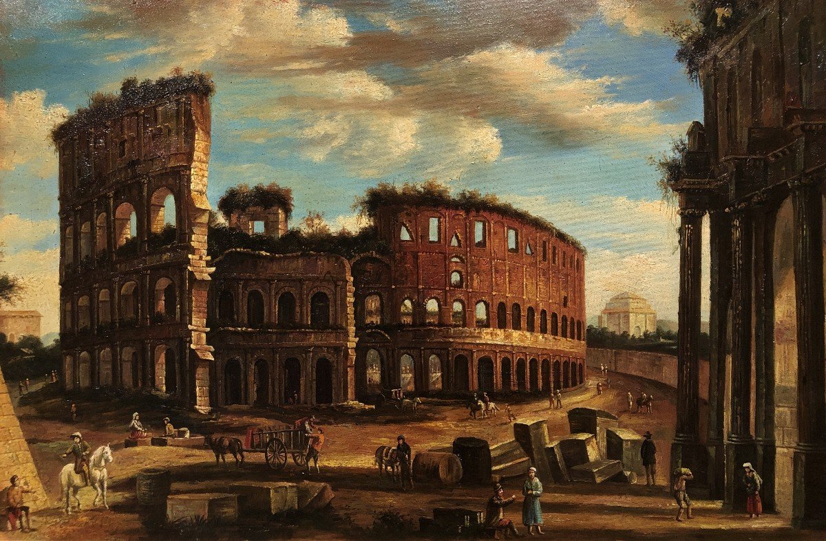 Italian School (xx) - View Of The Colosseum -photo-2