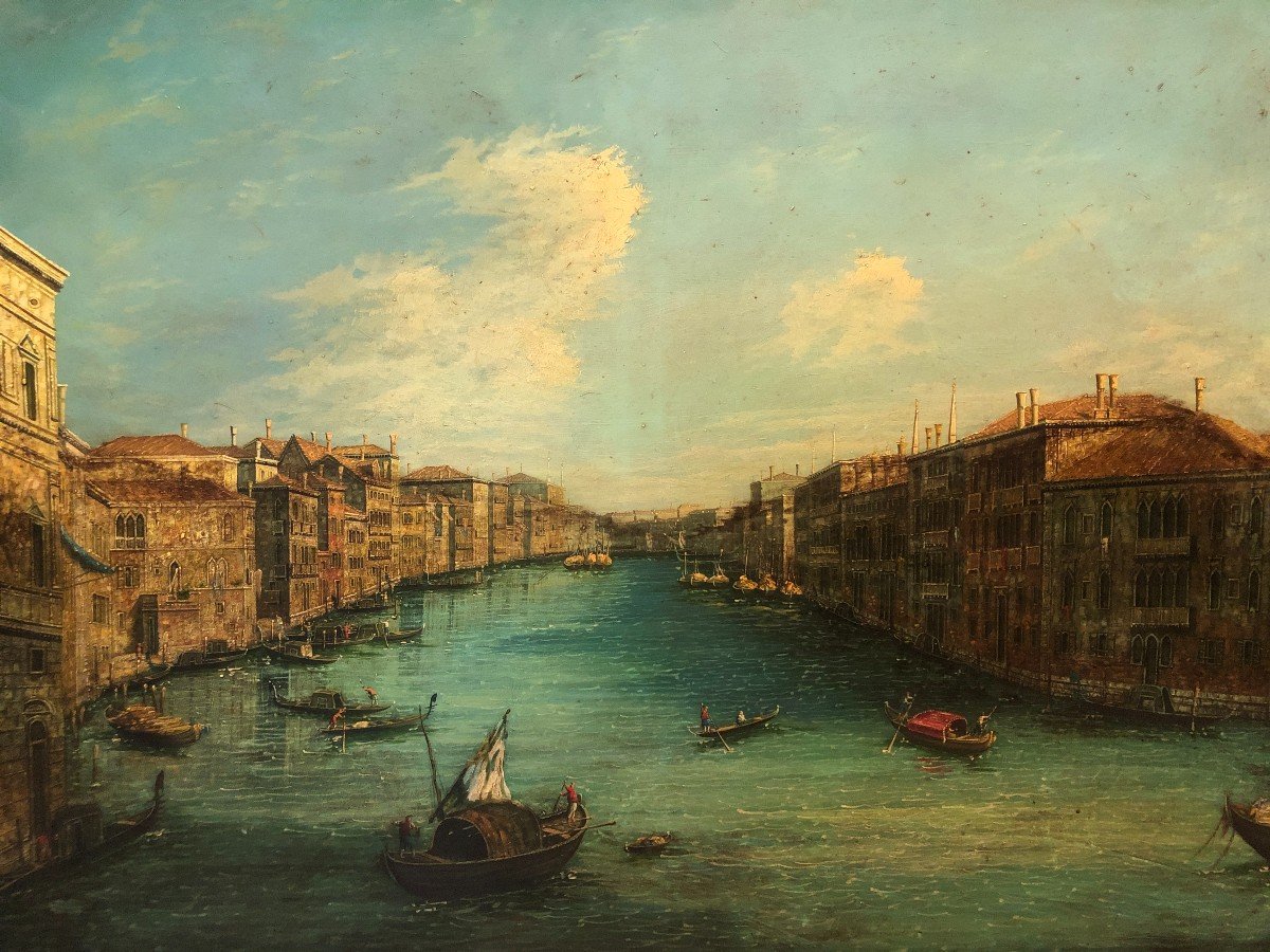 Ecole Italienne (xx), d'Après Canaletto - Le Grand Canal Depuis Le Palazzo Balbi-photo-2