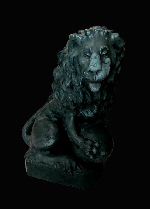 Large Spanish Terracotta Lion Throne - Spain, 19th Century