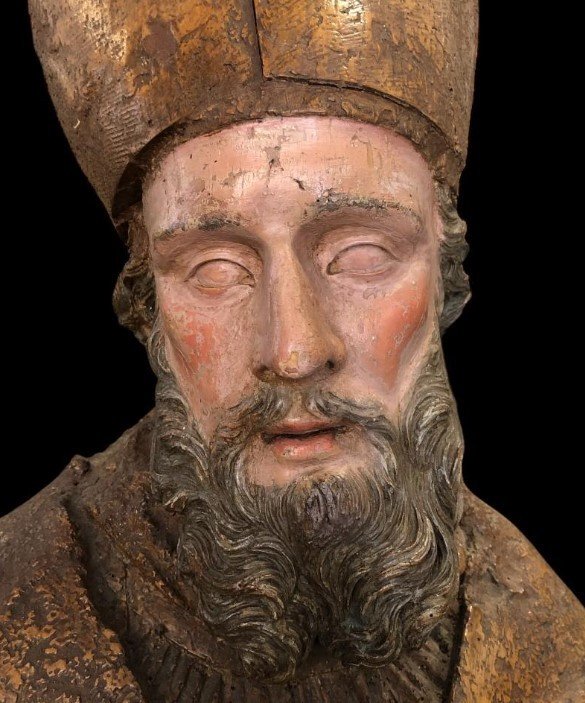 Life-size Sculpture Of A Saint In Polychrome Wood - Italy, 17th - 18th Century-photo-3