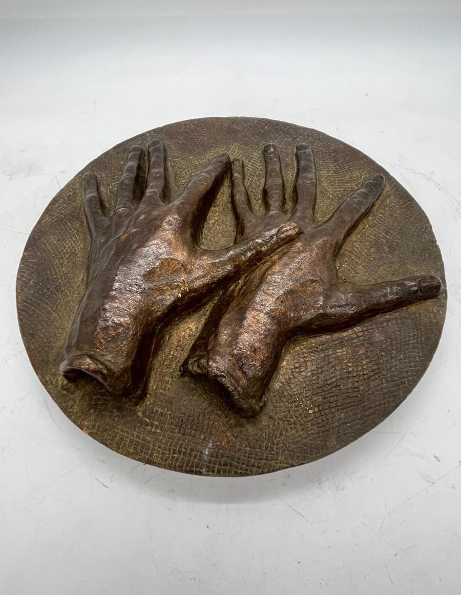 Modernist Clasped Hands Sculpted In Terracotta - Flemish School, 20th Century-photo-4