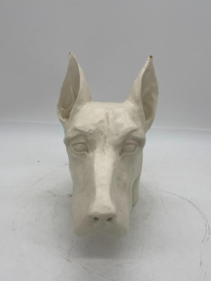 Tête De Doberman Sculptée En Biscuit – Espagne, XXème (30's)-photo-2