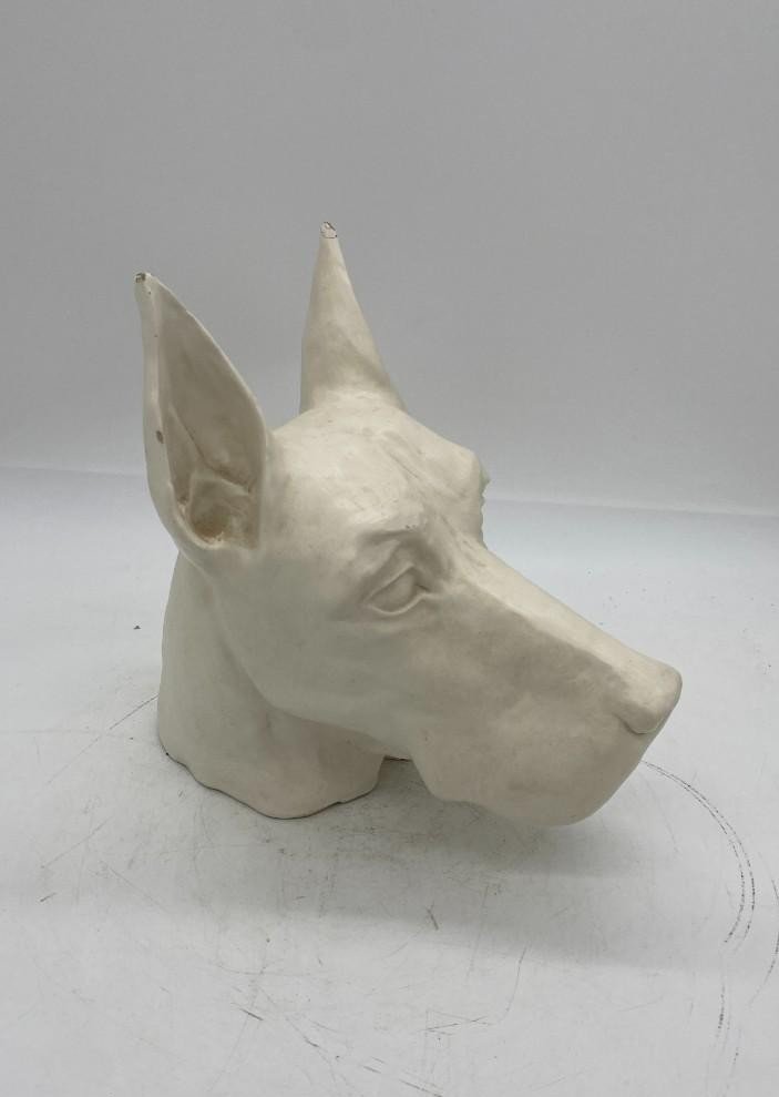 Tête De Doberman Sculptée En Biscuit – Espagne, XXème (30's)-photo-3