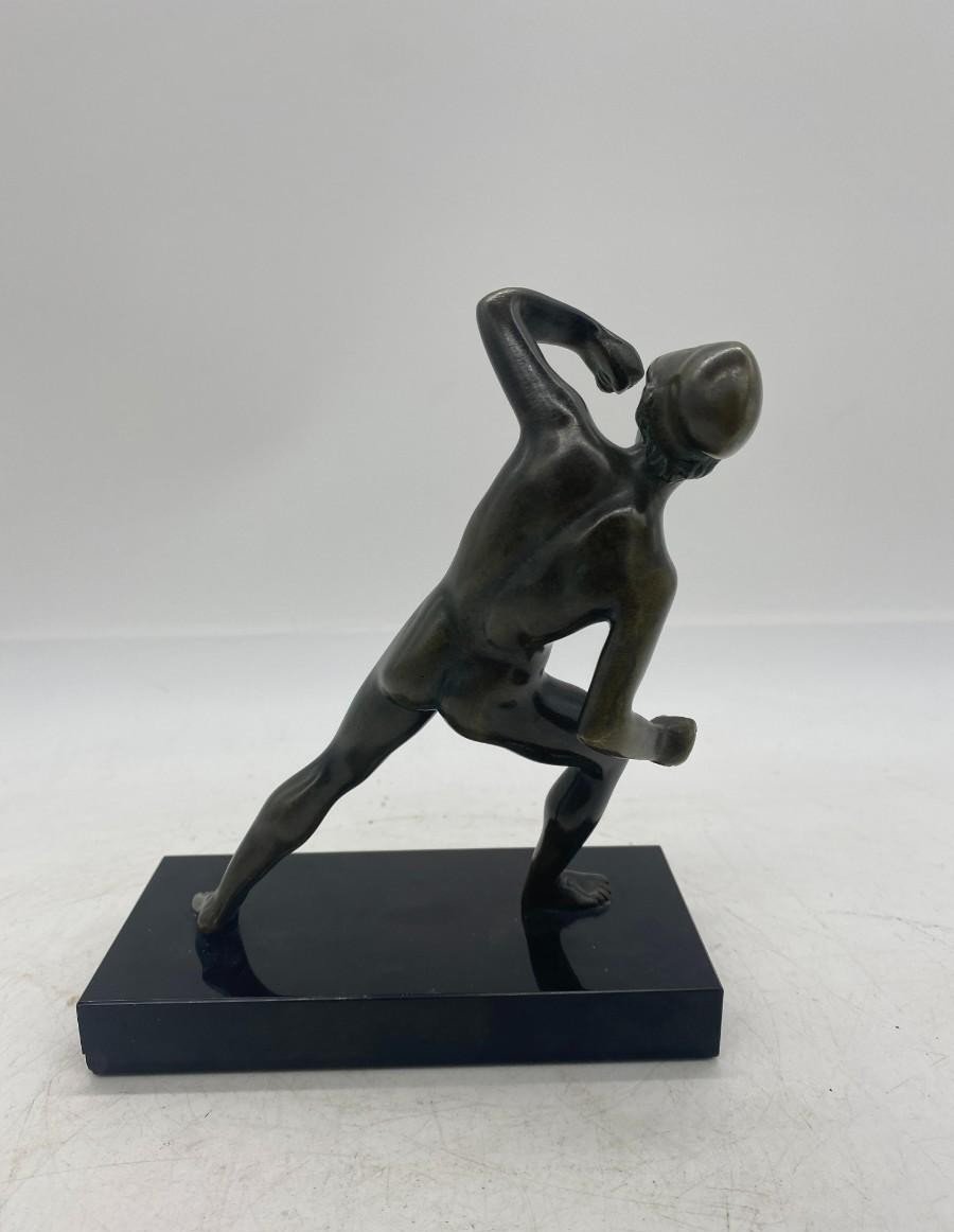 Sculpture De Guerrier Grec En Bronze Avec Pied En Marbre – Eccole Francaise, C.1920-photo-4