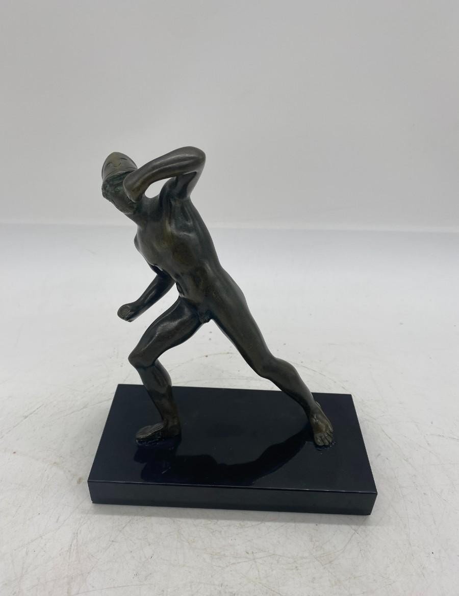 Sculpture De Guerrier Grec En Bronze Avec Pied En Marbre – Eccole Francaise, C.1920