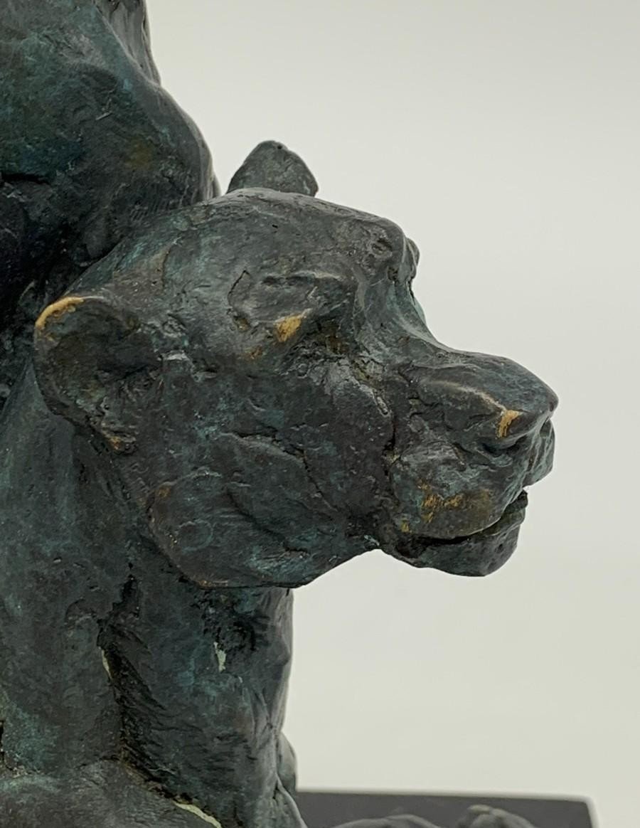 Pair Of Lionesses Sculpted In Bronze And Signed By Milo - French School, C.1950-photo-4