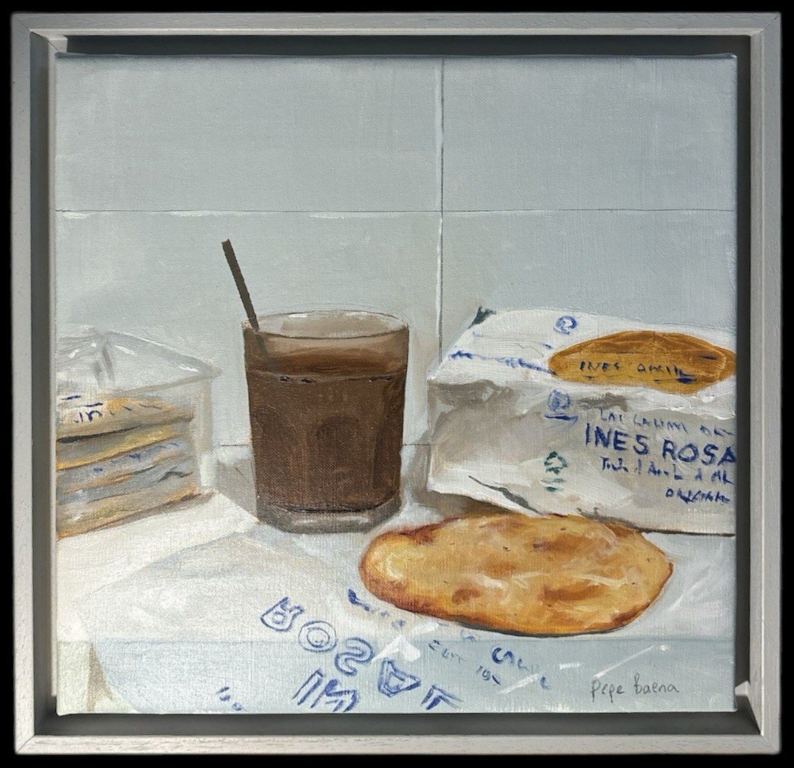 Pepe Baena Nieto (1979) - Nature Morte Avec Verre De Colacao Et Gâteaux