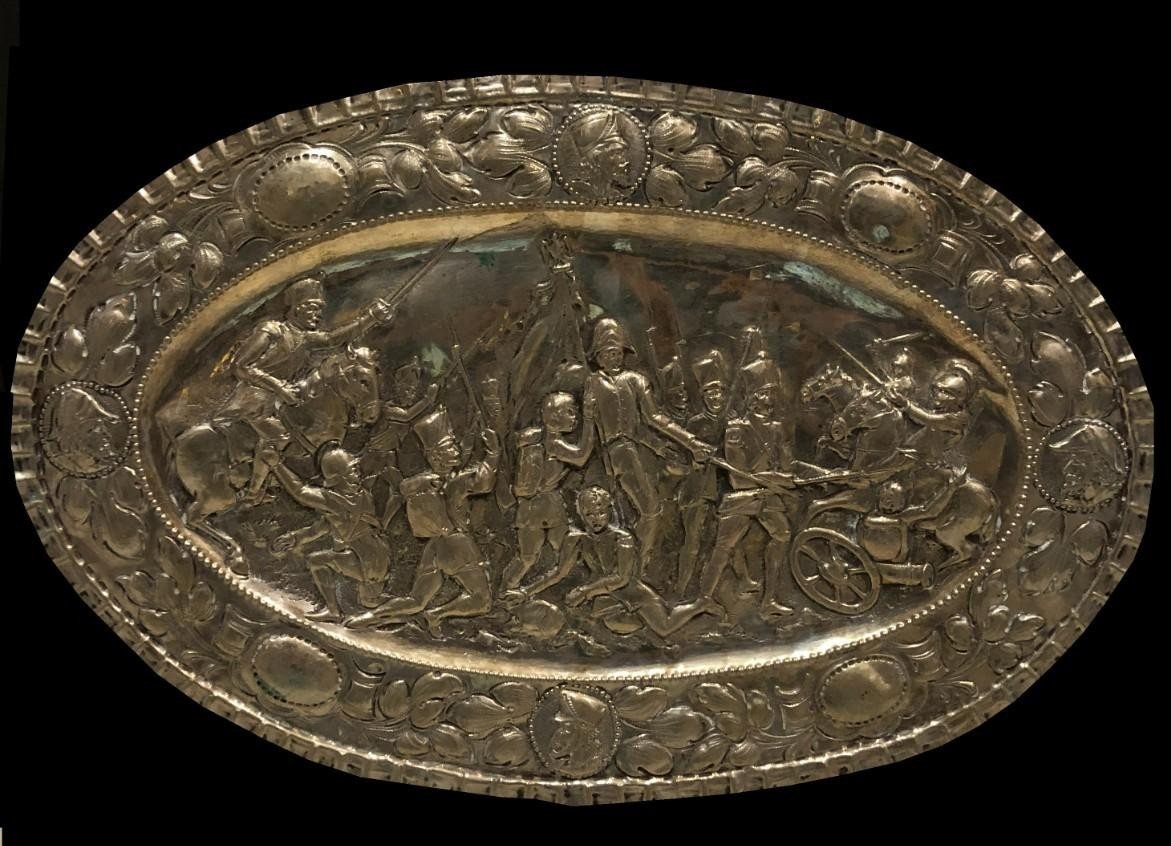 19th Century Silver Tray With Napoleonic Scene – France, 19th Century