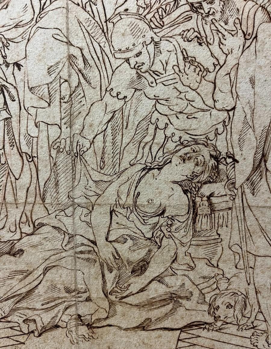 Drawing On The Death Of Lucrecia, - French School, 17th Century-photo-3