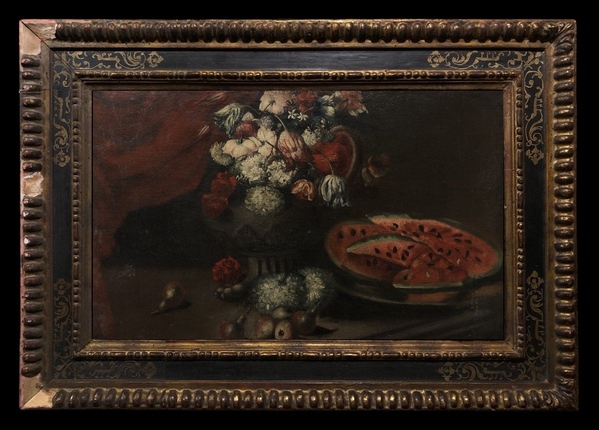 	 Neapolitan School (17th-18th Century) - Still Life With Fruits And Flowers