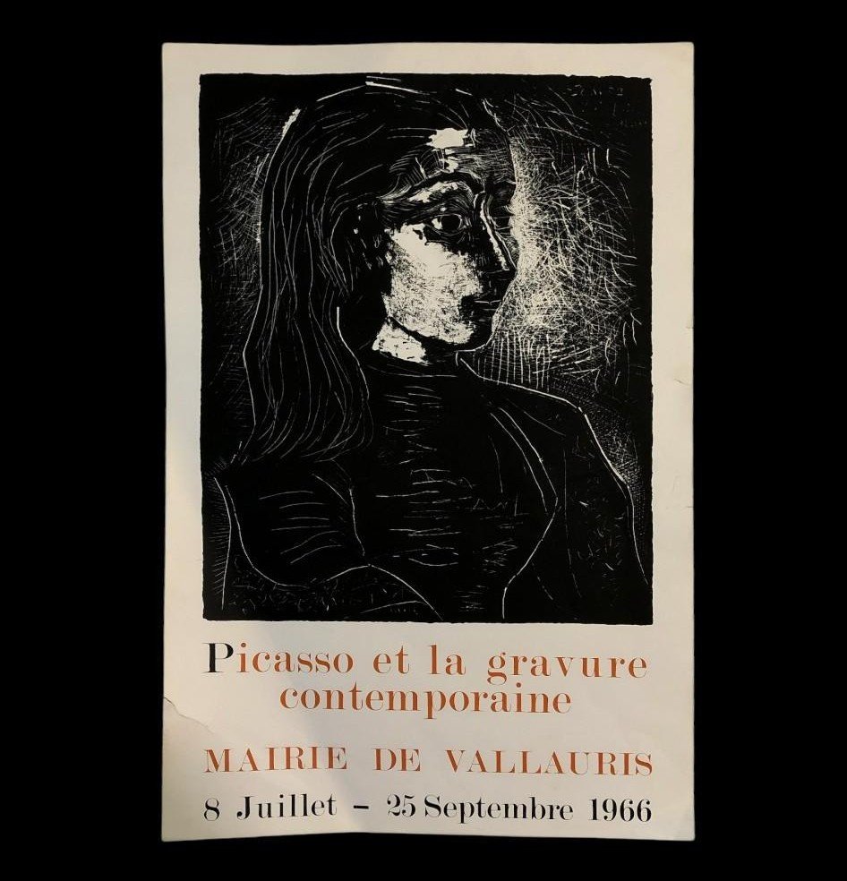 Affiche Originale d'Exposition Picasso Gravure A Vallauris - XXème