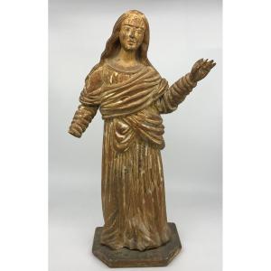 Interesting Spanish Wooden Sculpture XVIIIth 63 Cm