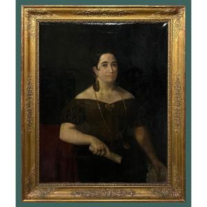 Spanish School (c. 1840) - Sumptuous Portrait Of A Lady