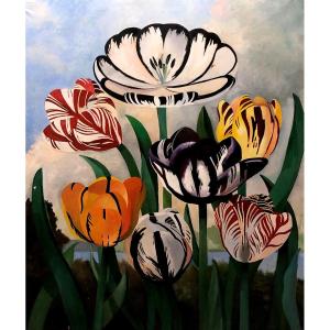 Contemporary Spanish School - Huge Tulip Mural