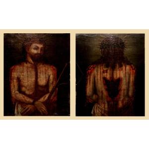 école Brésilienne (xviiième) - Très Rare Ecce Homo à Deux Visages