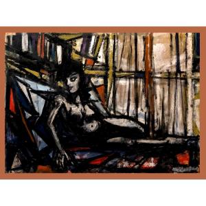 French School (1980s) - Nude Near The Stained Glass Window