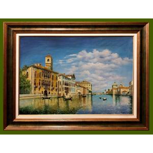 European School (xx) - Venice: Panorama Of The Grand Canal And Palazzo Cavalli-franchetti