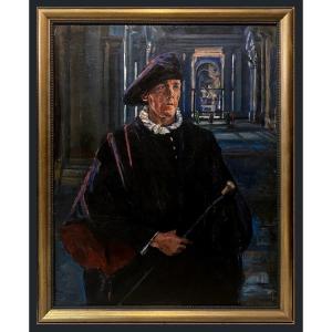 Vico Viganò (1874-1967) - Le Ténor Francesco Merli Come Don Carlo Au Foyer De La Scala