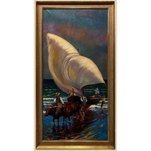 école De Valence (1920s) - Reflets Dans l'Eau (Dans le style de Joaquin Sorolla)