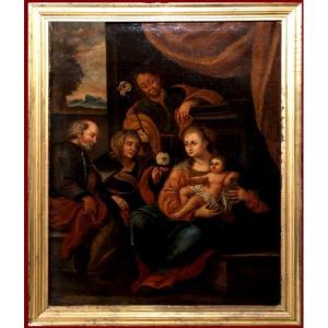 Northern Italian School (xvii) - The Holy Family With Saint Isabella And Saint Zacharias