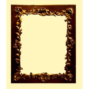 A Fabulous Carved Frame With Gilded Rocailles - France, C. 1880