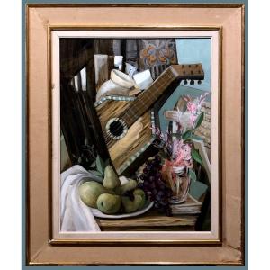 Postcubist School (1970s) - Still Life With Mandolin