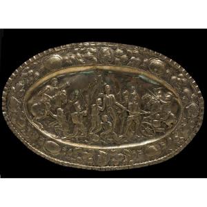 19th Century Silver Tray With Napoleonic Scene – France, 19th Century