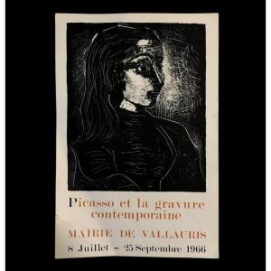 Affiche Originale d'Exposition Picasso Gravure A Vallauris - XXème