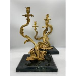 Two Magnificent Girandole Arms In Gilt Bronze - XVIIIth