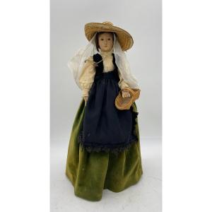 Charming Virgin Shepherdess In Polychrome Wood - Spain, XVIIIth