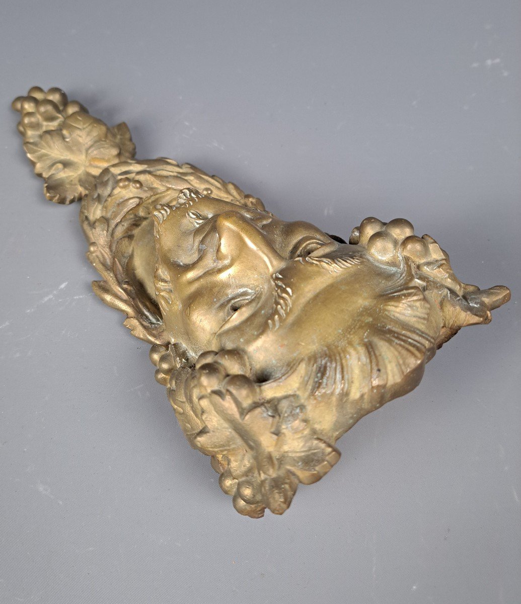 Head Of Bacchus In Natural Bronze.-photo-2