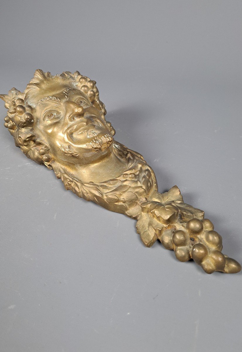 Head Of Bacchus In Natural Bronze.-photo-4