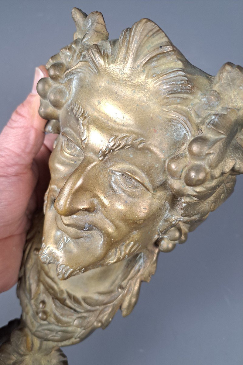 Head Of Bacchus In Natural Bronze.-photo-1