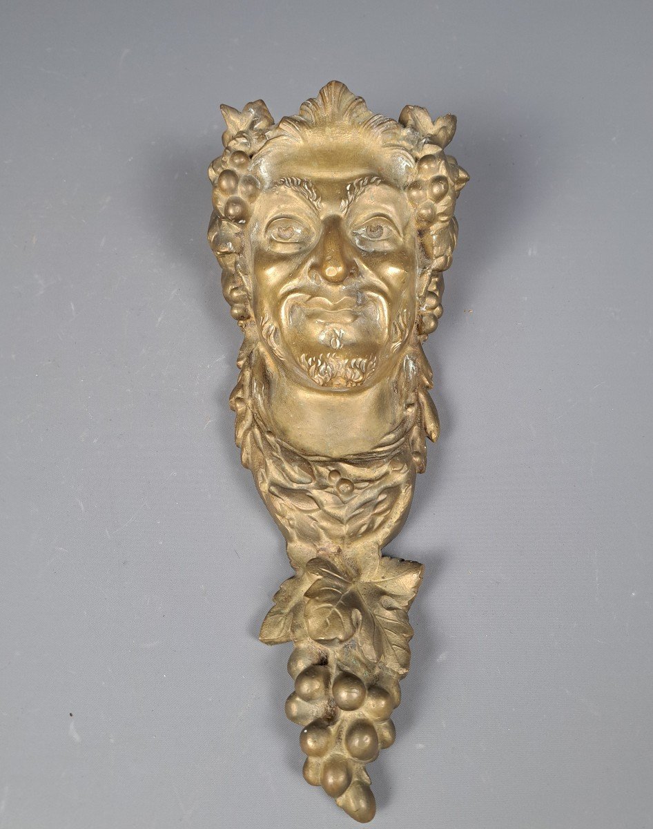 Head Of Bacchus In Natural Bronze.-photo-4