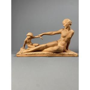 Art Deco Terracotta Group By Marcel Bouraine