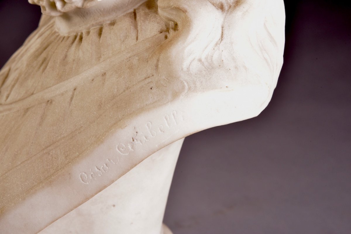 César CERIBELLI (1841-1918), Carrara marble female bust - Ref.91684