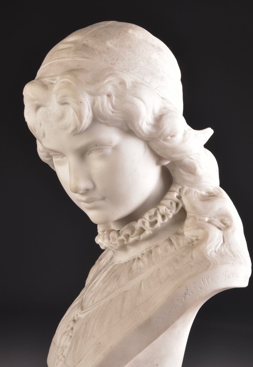 César CERIBELLI (1841-1918), Carrara marble female bust - Ref.91684