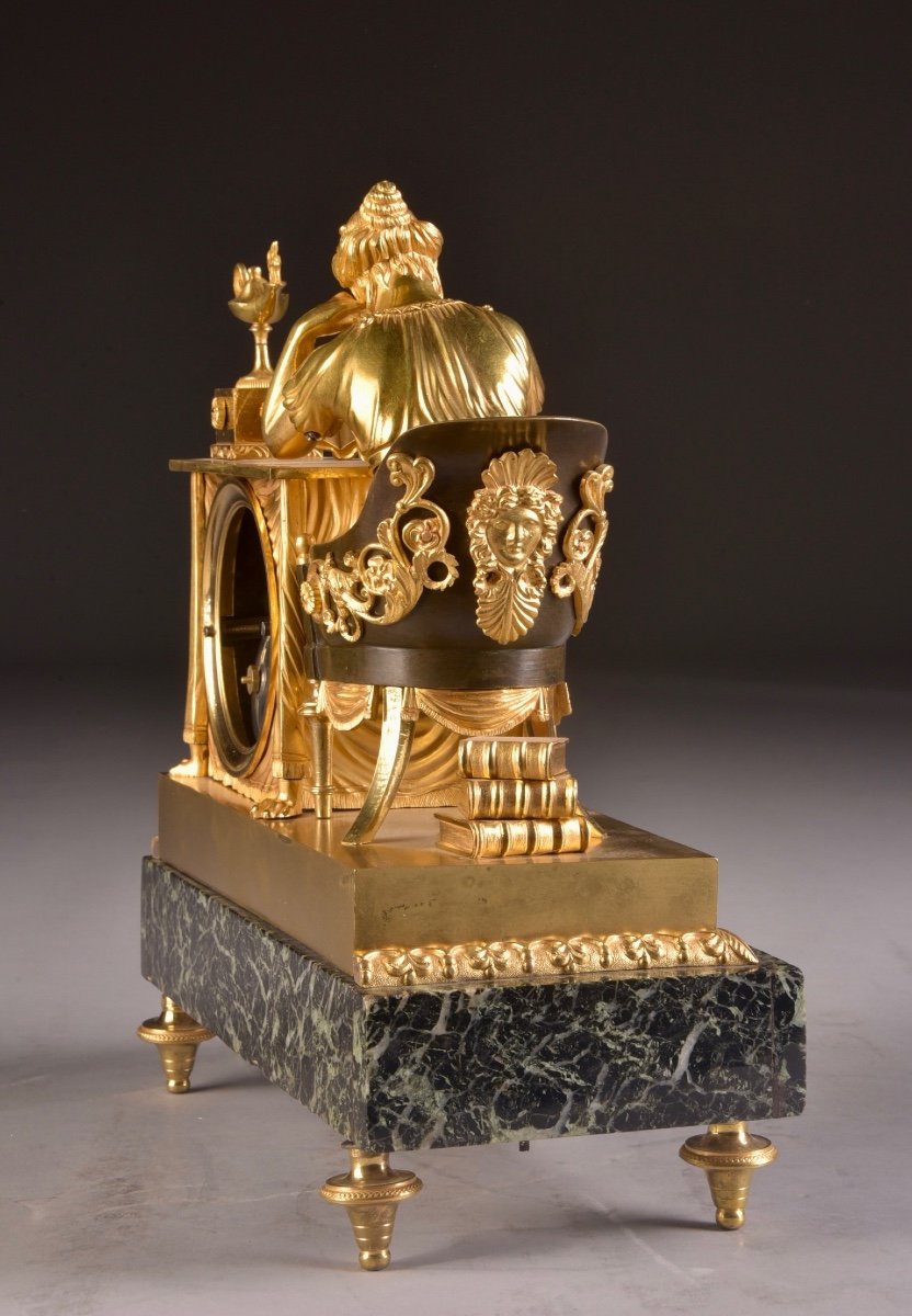 La Lectura, A French Empire Mantel Clock In Patinated And Gilt Bronze, Ca. 1800-photo-2