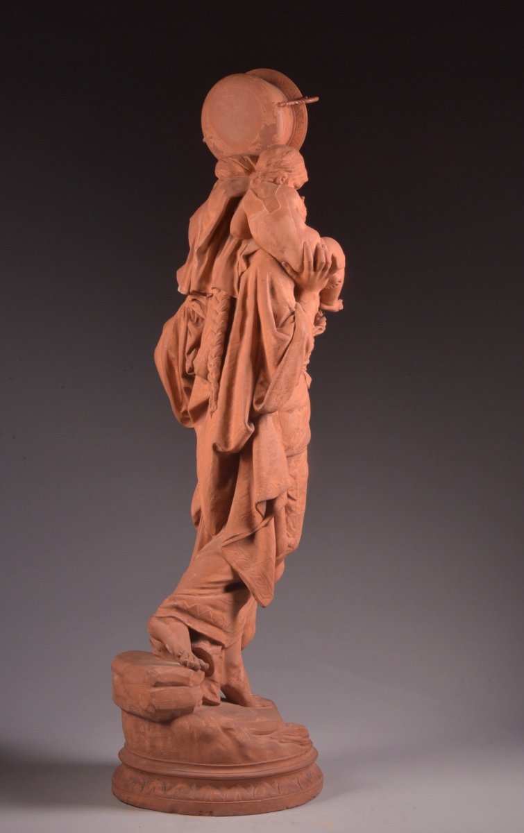 Louis Samain (belgium, 1834 - 1901), Large Female Sculpture In Terracotta-photo-1