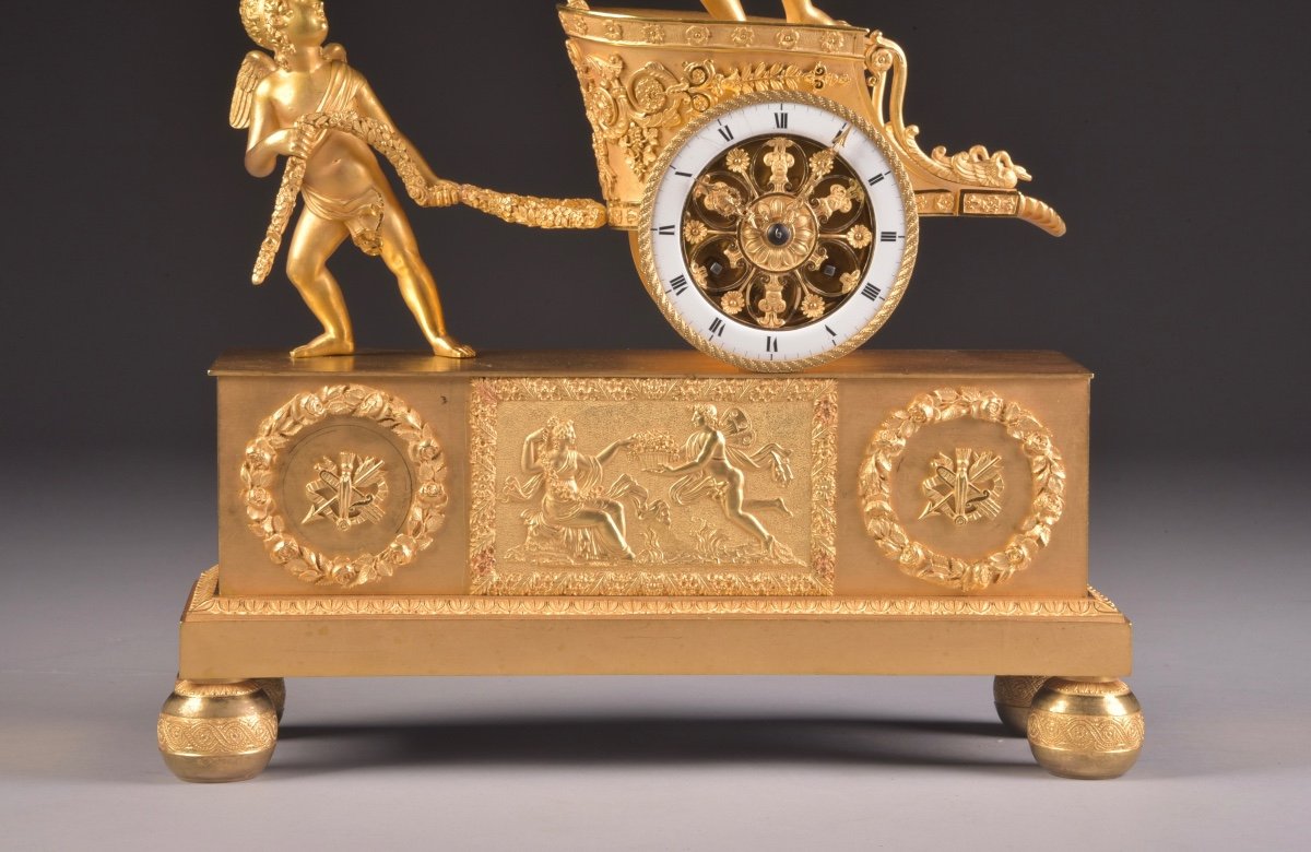 A Rare French Empire Period “chariot Clock“, Ca. 1805-1810-photo-3