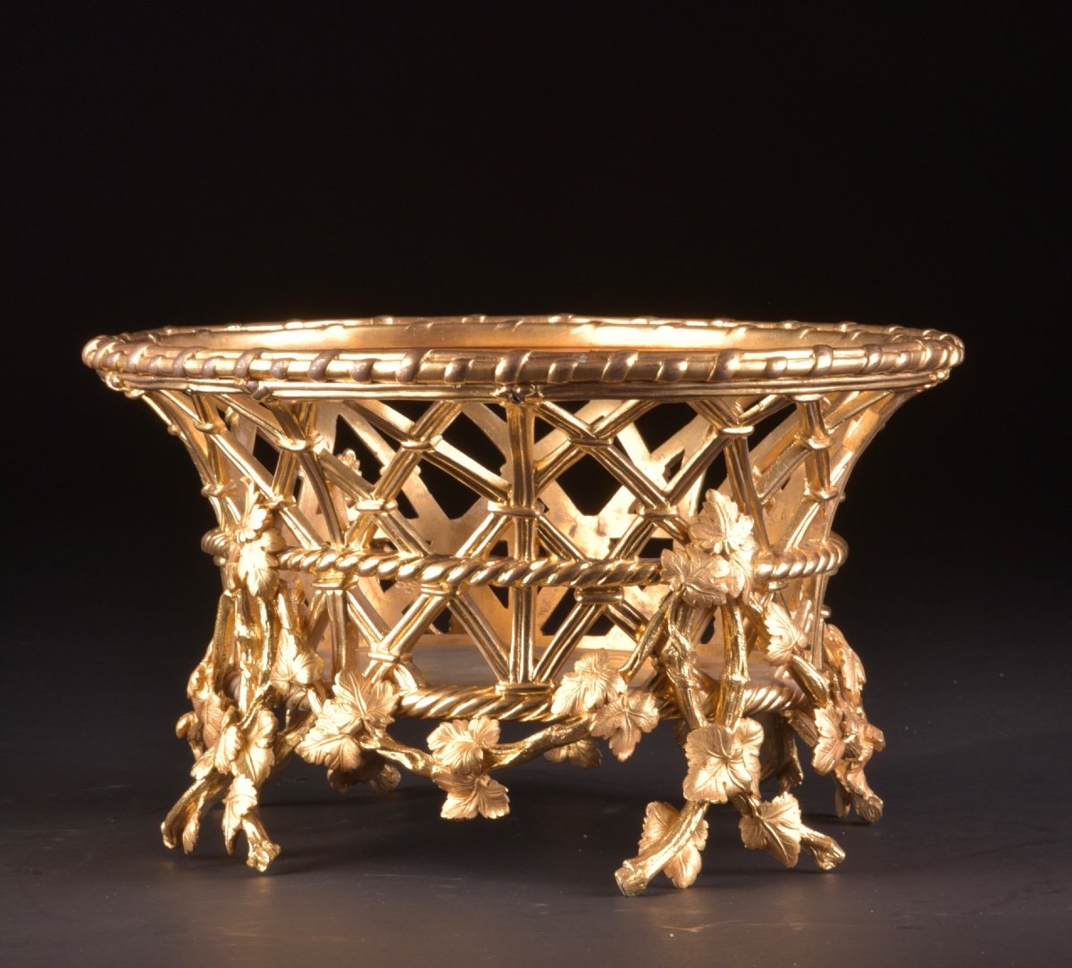 A Large Gilt-bronze Jardinière By Maison Alphonse Giroux A Paris, Ca. 1860-photo-1