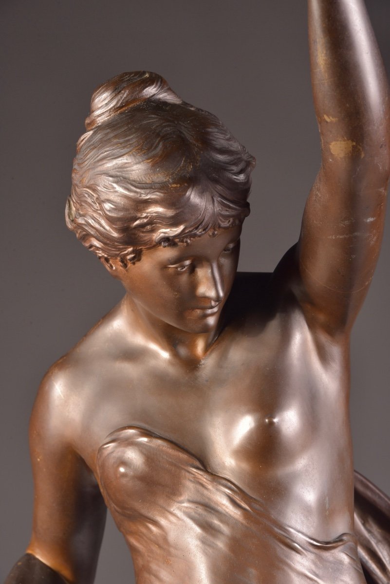 Picault, émile Louis (french, 1833-1915),  Grande Sculpture En Bronze Avec La Déesse Hebe-photo-2