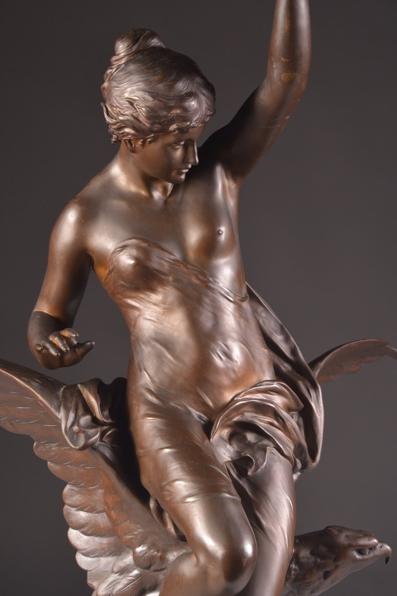 Picault, émile Louis (french, 1833-1915),  Grande Sculpture En Bronze Avec La Déesse Hebe-photo-5